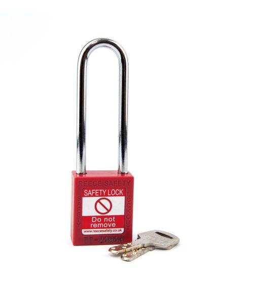RED Steel Shackle safety padlock keyed differently long