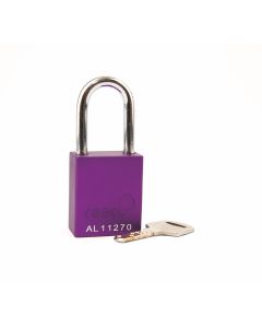 Aluminium bodied safety padlock with steel shackle-purple-Keyed Alike