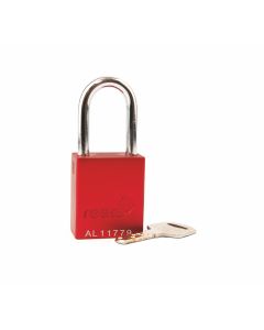 Aluminium bodied safety padlock with steel shackle-red-Keyed Alike