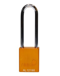 Aluminium bodied safety padlock with steel shackle-yellow-Keyed to Differ-long
