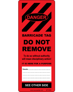 BARRICADE TAG INSERT - RED (50/pk)