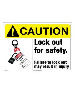 Lockout Sign - Caution Lockout Out for Safety