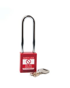 RED Steel Shackle safety padlock keyed alike long