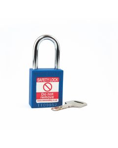 BLUE Steel Shackle safety padlock keyed differently