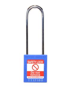 BLUE Steel Shackle safety padlock keyed alike long