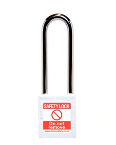 WHITE Steel Shackle safety padlock keyed alike long