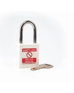 WHITE Steel Shackle safety padlock keyed differently