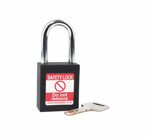 BLACK Steel Shackle safety padlock keyed alike to KA30008