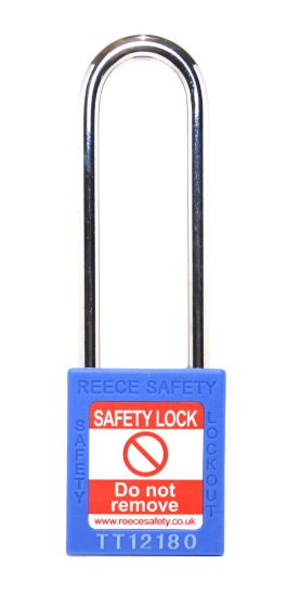 BLUE Steel Shackle safety padlock keyed differently long