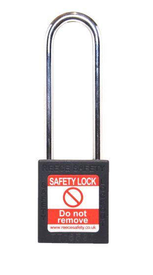 BLACK Steel Shackle safety padlock keyed differently long