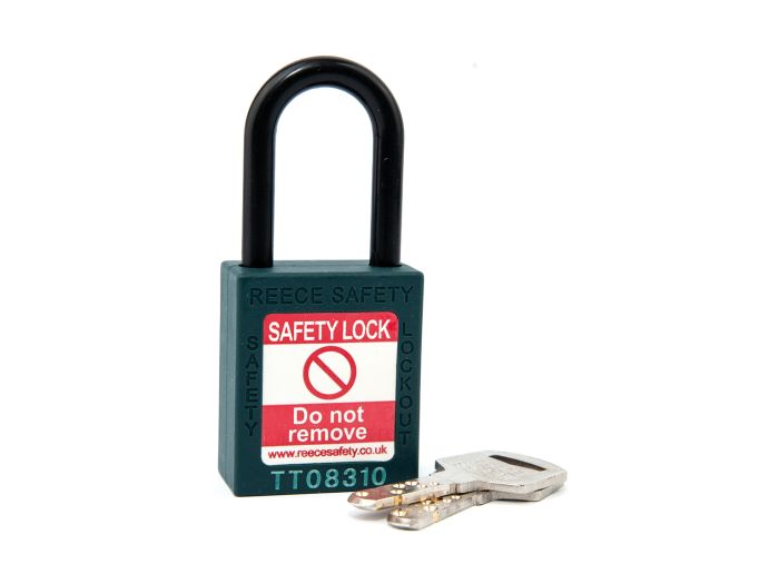 TEAL Plastic Shackle safety padlock keyed differently