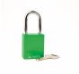 Aluminium bodied safety padlock with steel shackle-green-Keyed to Differ