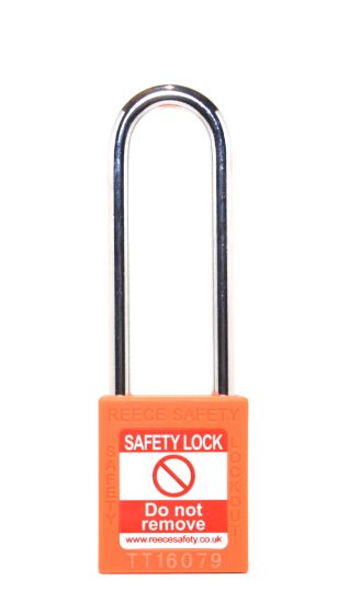 ORANGE Steel Shackle safety padlock keyed alike long
