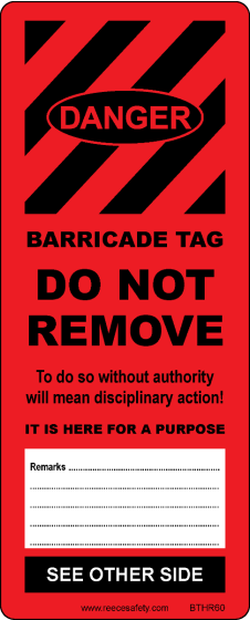 BARRICADE TAG INSERT - RED (50/pk)