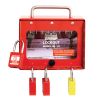 GL1/4 Steel Wall mounted or Portable Group Lockout Box - 8 hook. Colour Red