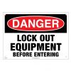 Lockout Sign - Danger Lock Out Equipment before Entering