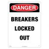 Lockout Sign - Danger Breakers locked Out