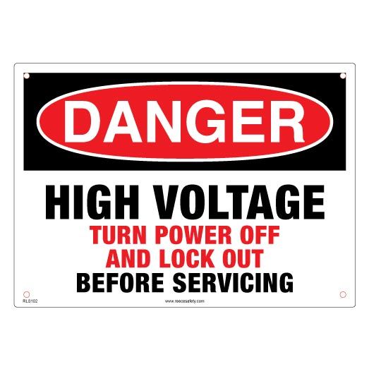 Lockout Sign - Danger High Voltage Turn power off before servicing