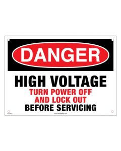 Lockout Sign - Danger High Voltage Turn power off before servicing