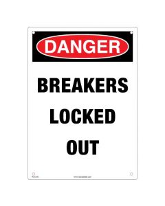 Lockout Sign - Danger Breakers locked Out