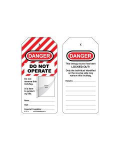 Self-Laminating Photo ID Lockout Tag - OSHA 'Danger Do Not Operate This Equipment Locked Out' - 10pk
