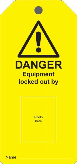 Self-Laminating Photo ID Lockout Tag - 'Danger Do Not Operate This Equipment Locked Out' - 10 Pack